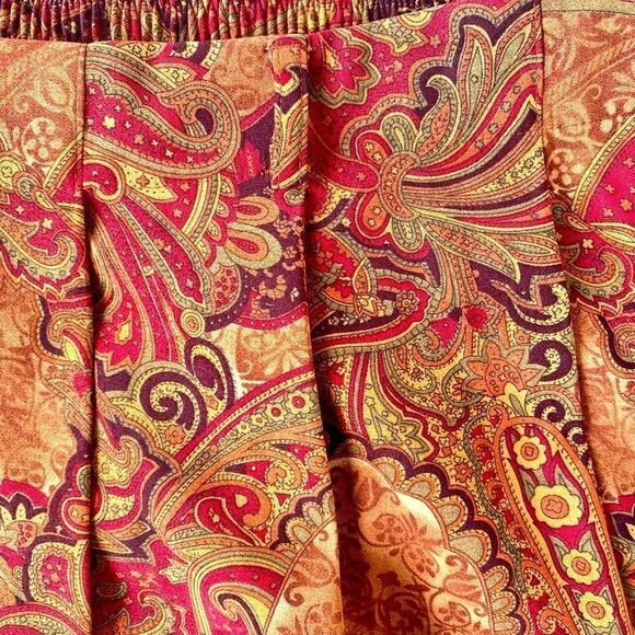 Woman’s Orvis Rich Fall Paisley Print Front Pleated Maxi Skirt Size 16 Petite - Picture 4 of 10